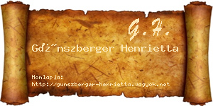 Günszberger Henrietta névjegykártya